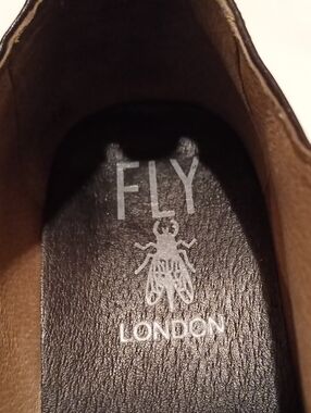 Fly London Brown Leather Slip-On Oxford with Black Insole Branding